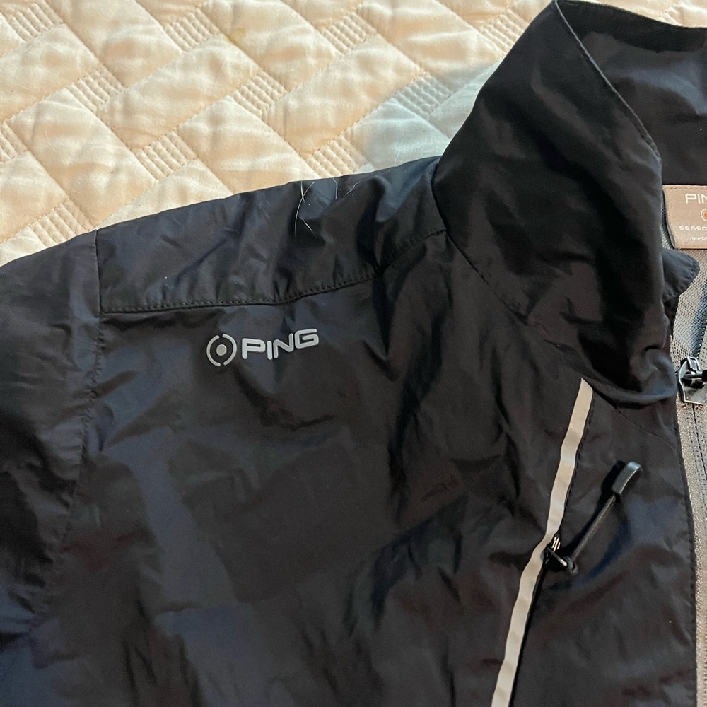 Ping Mens Black Full  Zip Wind Breaker Golf Jacket Size Medium - Picture 2 of 9